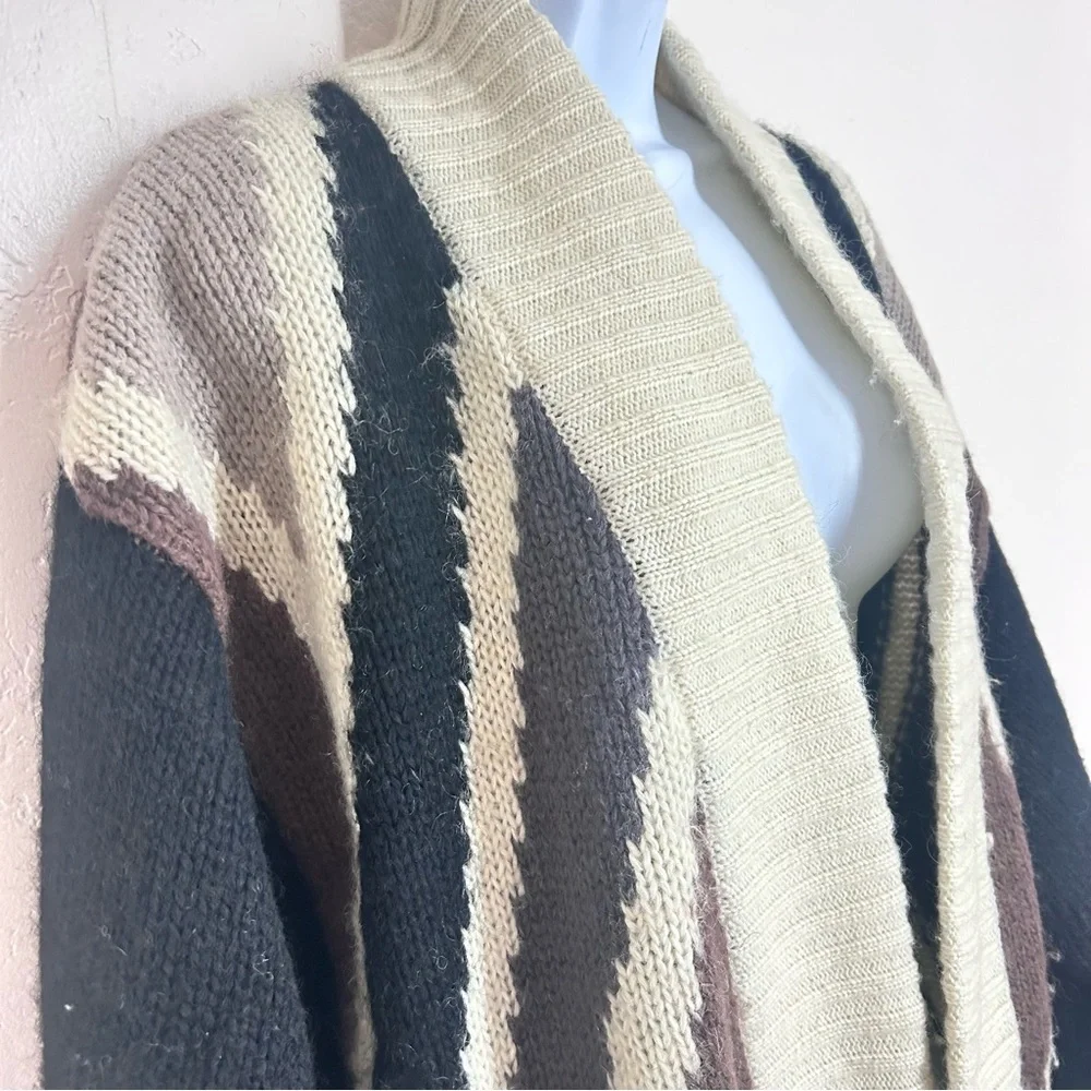 Oversized Vintage Cocoon Mohair Blend Geometric Patterned Women's Sweater S/M